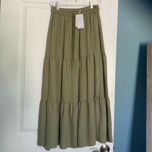 Mango NWT olive green Maxi skirt - Size Small